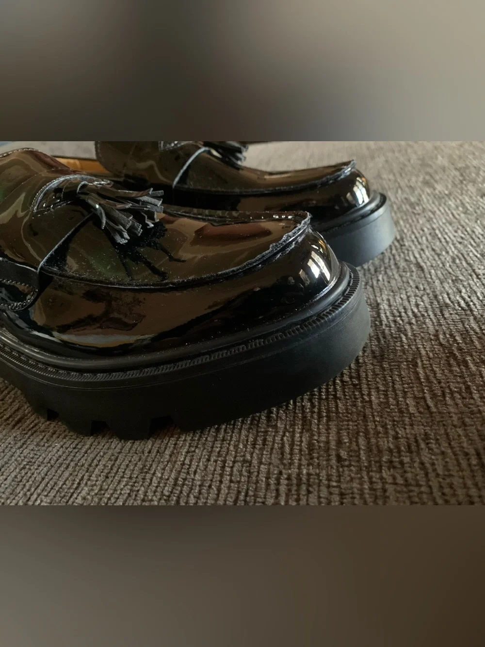 Mens Black Patent Tassel Loafers